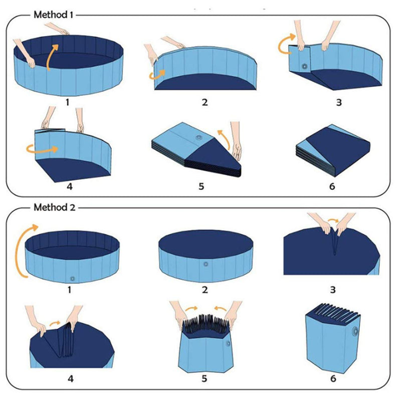 Ruick Folding Dog Pool - Pet Bath Pool, Swimming Pool for Dog Folding Kiddie Pool Portable PVC Pet Paddling Bath Tub for Pets (24"*8", Blue) 24"*8" - PawsPlanet Australia