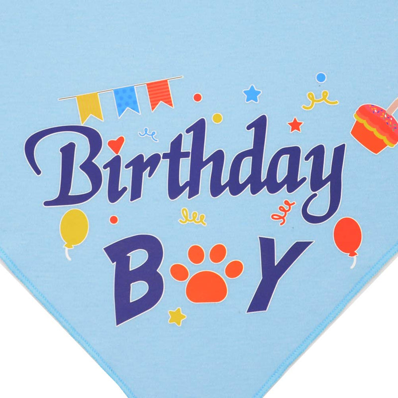 [Australia] - Dog Birthday Bandana Boy Scarf and Crown Dog Birthday Hat, Flower Headwear for Medium to Large Dogs Blue 