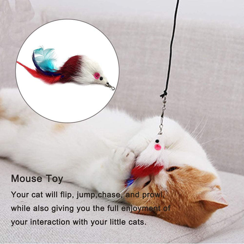 MAIYADUO Cat Teasers Cat Feather Wand Cat Toy Interactive Toy Feather Wand with Bell 5x Natural Feather Refills - PawsPlanet Australia