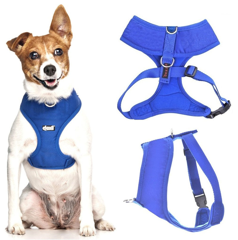 Dexil Elite Range Padded Waterproof Adjustable Back and Front Ring Non-Pull Small Pet Dog Vest Harness (Royal Blue, Small 36-58cm Chest) Royal Blue - PawsPlanet Australia