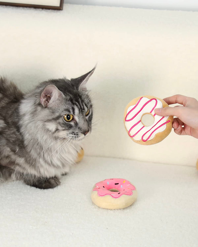 Rhdekoein Pack of 6 Donut Cat Toys Catnip Toys Cat Toys Kitten Chew Knickknack Interactive Pillow Catnip Plush Toys Kitty Gift Ideas Accessories - PawsPlanet Australia