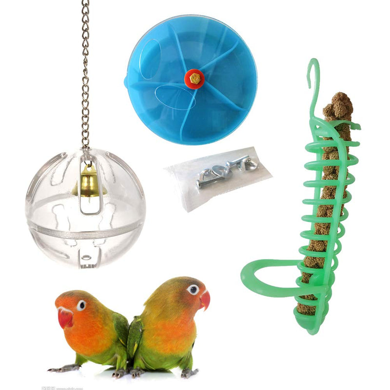 POPETPOP 3pcs Parrot toy creative foraging systems foraging ball and bird foraging toy seed food ball rotate wheel - PawsPlanet Australia