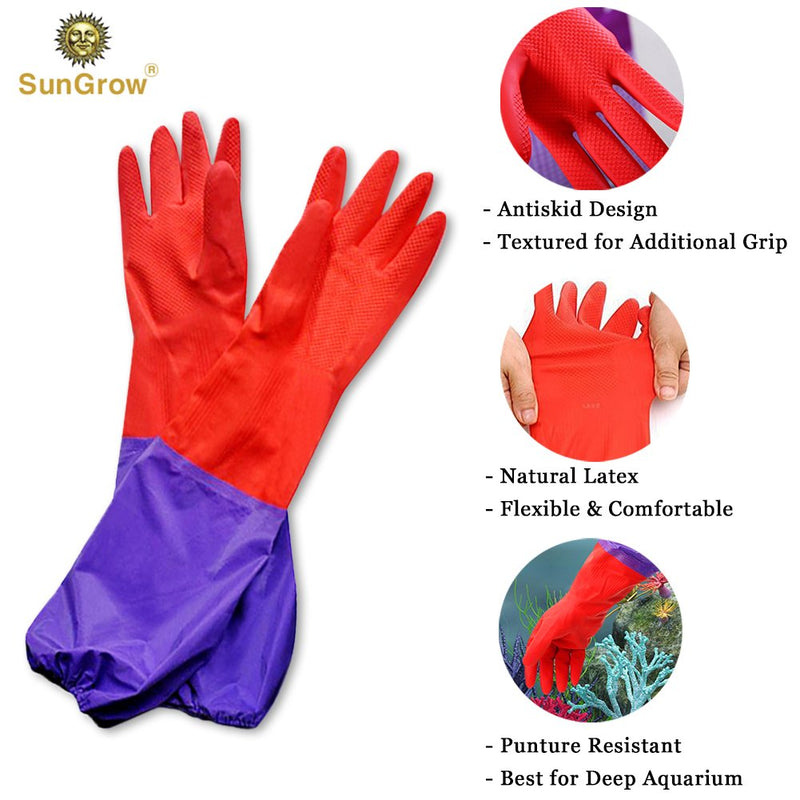 SunGrow Aquarium Water Change Gloves, 19.6 Inches Long, No-Skid Design, Keep Hands and Arms Dry, Seamless Stitching and Elastic Cuff, 1 Pair - PawsPlanet Australia