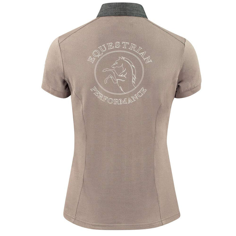 HORZE Ladies Gabi Polo Shirt Driftwood Light Grey 14 - PawsPlanet Australia