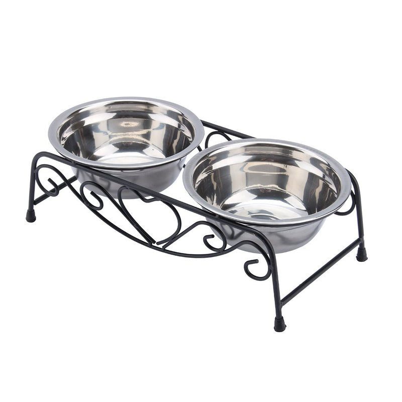 GAESHOW Stainless Steel Double Dog Cat Food Water Bowls Feeder Dishes Shelf Stand Cat Food Bowls - PawsPlanet Australia