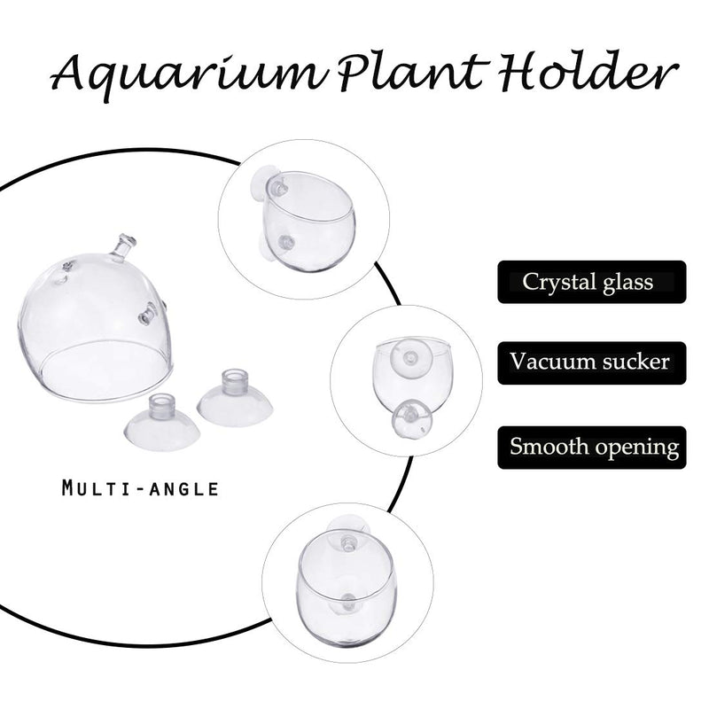 HAMILEDYI Aquarium Plant Holder,Crystal Glass Aquatic Decor Plant Cup Pot with Suction Cups for Fish Tank Aquarium Aquascape Decoration,4 Pack - PawsPlanet Australia