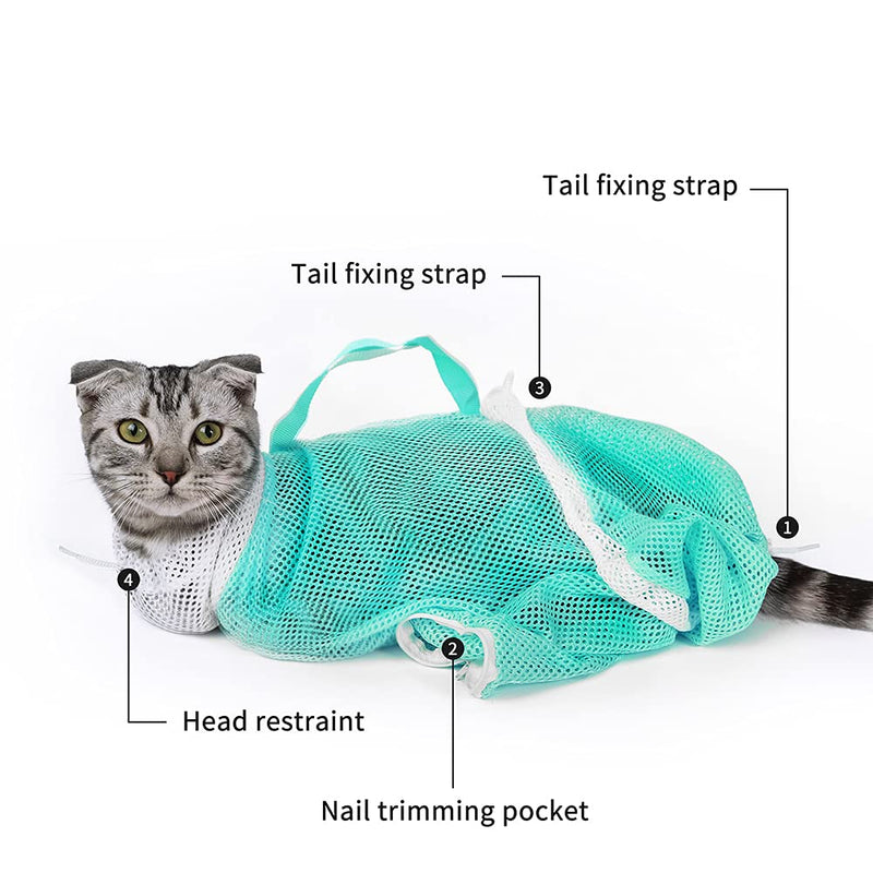 JMOON Cat Bathing Bag,Cat Shower Bag Anti-Bite & Anti-Scratch,Injecting Examining Nail Trimming,Adjustable Multifunctional Breathable Restraint Cat Bag Restraint GRAY - PawsPlanet Australia