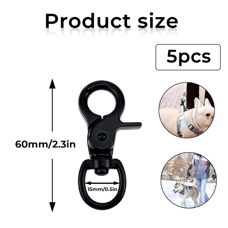 Pack of 5 carabiner hooks, swivel carabiner, zinc alloy scissor carabiner, swivel snap carabiner, robust bolt carabiner, carabiner hook, dog leash key, for dogs, luggage buckle, rotatable - PawsPlanet Australia