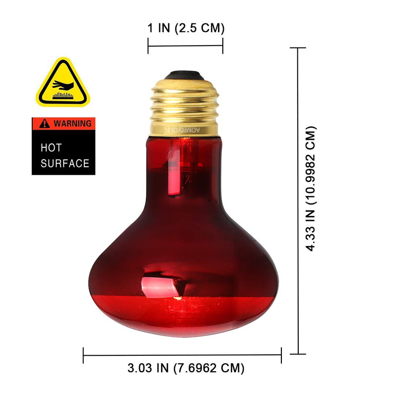 [Australia] - AOMRYOM 100W Infrared Basking Spot Heat Lamp Bulb Red Light Heat Bulbs for Pet Lizards Bearded Dragons Chameleons Snakes Reptiles & Amphibians - 2 Pack 