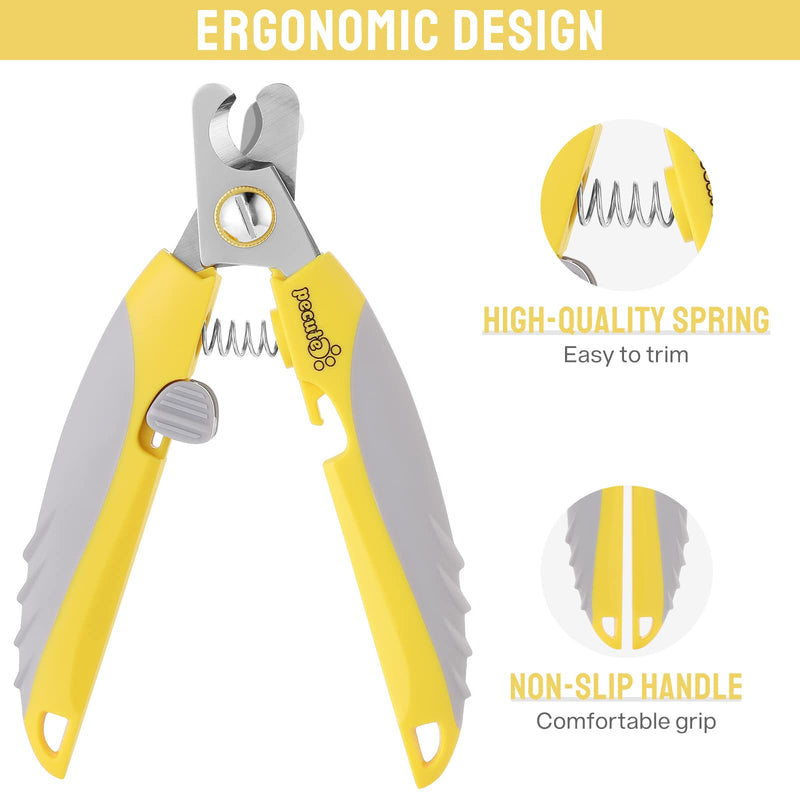 pecute Dog Nail Clippers with Claw File Professional Set, Sharp Dog Nail Trimmer Stainless Steel with Safety Guards — Avoid Over Cutting for Medium to Large Dog Breeds (Yellow+Grey) Yellow+Grey - PawsPlanet Australia