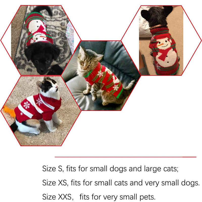 Cuteboom Dog Snow Sweaters Snowman Sweaters Xmas Dog Holiday Sweaters New Year Christmas Sweater Pet Clothes for Small Dog and Cat S - PawsPlanet Australia