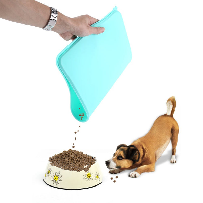 Silicone Pet Feeding Mat Waterproof Pet Food Mat Non Slip Cat Dog Food and Water Bowl Mat Placemat (Green) Green - PawsPlanet Australia