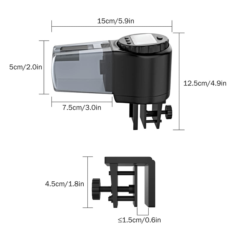 Pawaboo Automatic Fish Feeder, Electric Fish food Dispenser for Aquarium and Tank, Vacation Timer Feeder for Fish Turtle, Easy Programmable Adjustable with Feeding Time Display for Vacation Holiday - PawsPlanet Australia