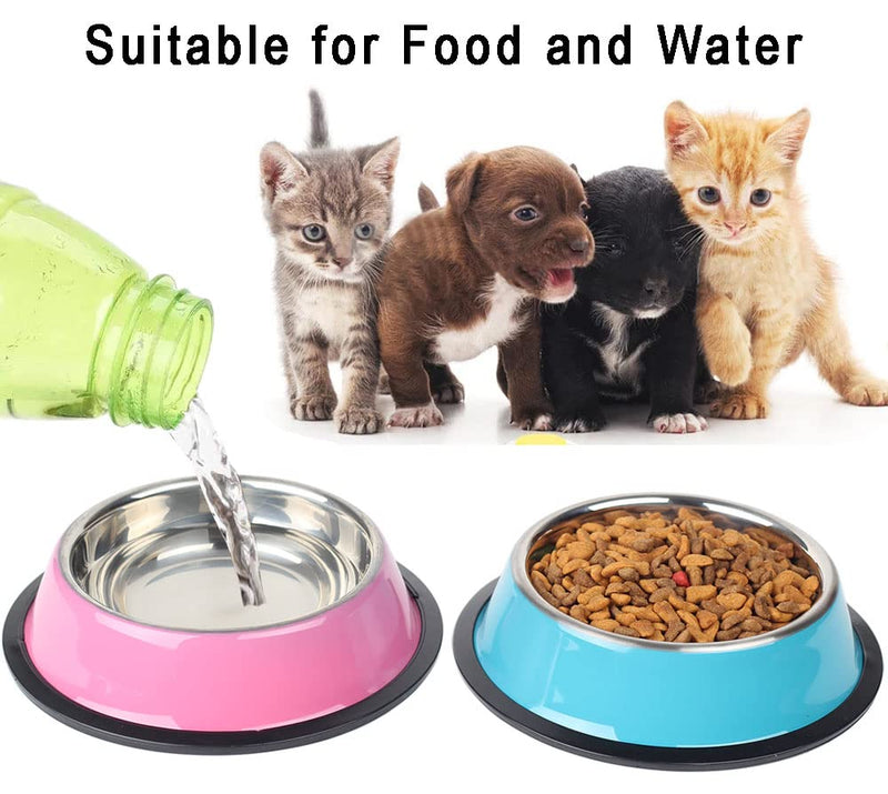 Stainless Steel Cat Bowl, 3 Pack Metal Cat Food Water Bowls, Non-Slip Pet Feeding Bowl with Rubber Base for Indoor Cats Small Medium Large Dogs (XS-15cm) XS-15cm - PawsPlanet Australia