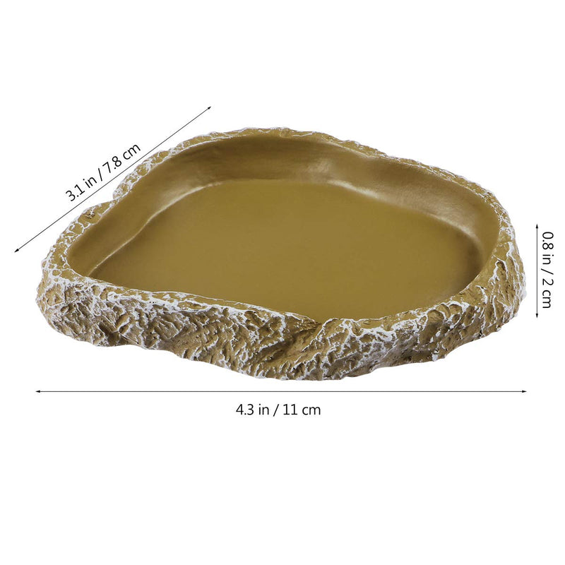 UEETEK Reptile Feeding Bowl Vivarium Food Water Dish Resin Bowl for Turtle Gecko Snake Pet Breeding Tray - PawsPlanet Australia