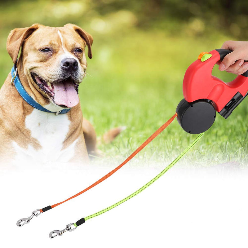 July Gift FILFEEL Retractable Dog Leash, Pet Walking Lead Automatic Extendable Flexible Dog Cat Traction Rope Double Head Hand Holding with LED Light (Red) - PawsPlanet Australia