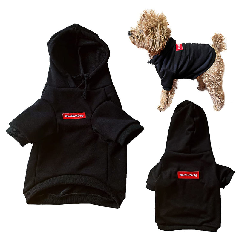 Yourrichdog Dog Hoodie, Trendy and Warm Dog Hoodies for Small and Large Sized Dogs, Premium Quality Dog Sweaters for Indoor and Use Outdoor (Black, S) Black - PawsPlanet Australia