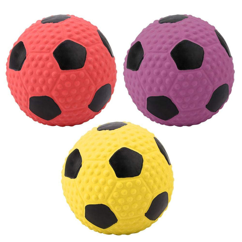 Pssopp Dog Football Toy Colorful Elastic Latex Dog Chew Toys Pet Teeth Cleaning Biting Toy Bite-resistant Squeak Balls Pet Interactive Training Toys(Yellow) Yellow - PawsPlanet Australia