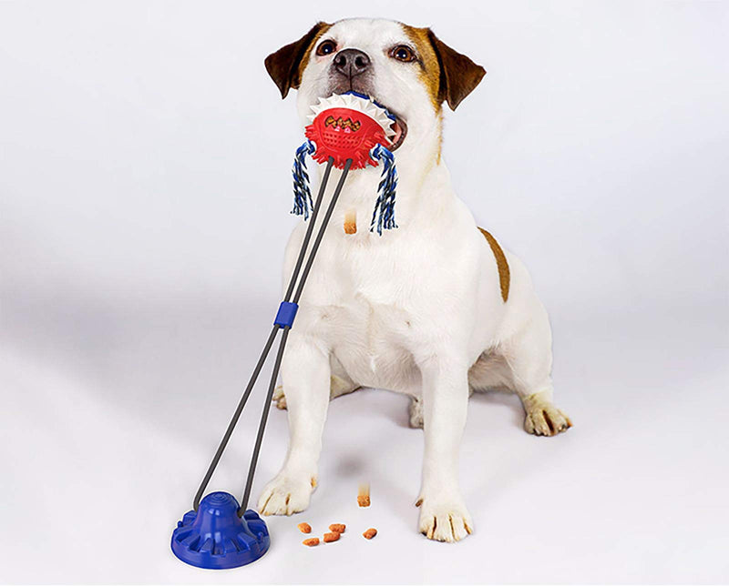 Dog Chew Toys for Aggressive Chewers, Rope Suction Cup Tug of War Toy, Toothbrush Molar Bite, Squeaky Ball, Dog Puzzle Teeth Cleaning and Food Dispensing for Small Medium and Large Dogs America blue 1 suction cup 1 ball - PawsPlanet Australia