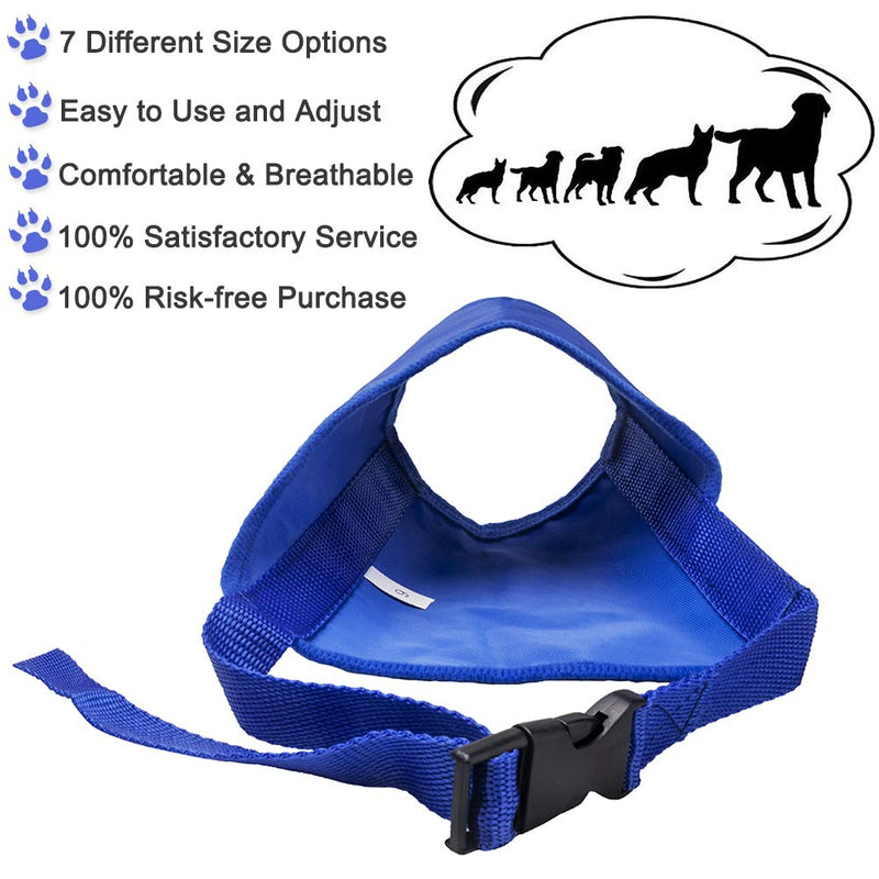 Coppthinktu Dog Muzzle Suit, 7PCS Dog Muzzles for Biting Barking Chewing, Adjustable Dog Mouth Cover for Small Medium Large Dogs, Soft Comfortable Dog Muzzle for Long Snout A-Blue - PawsPlanet Australia