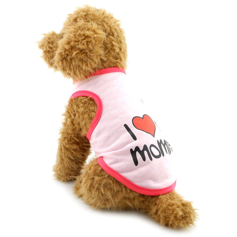 SMALLLEE_LUCKY_STORE I Love My Mommy Daddy Dog T shirt for Small Dogs Summer Tank Vest Puppy Sleeveless Shirt Chihuahua Shih Tzu Clothes,Pink,Small S Pink - PawsPlanet Australia