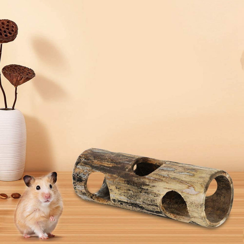 Hamster Tunnel, Natural Bamboo Exercise Tube Hideout Toy for Dwarf Hamsters Small Hedgehogs Gerbils(M) M - PawsPlanet Australia