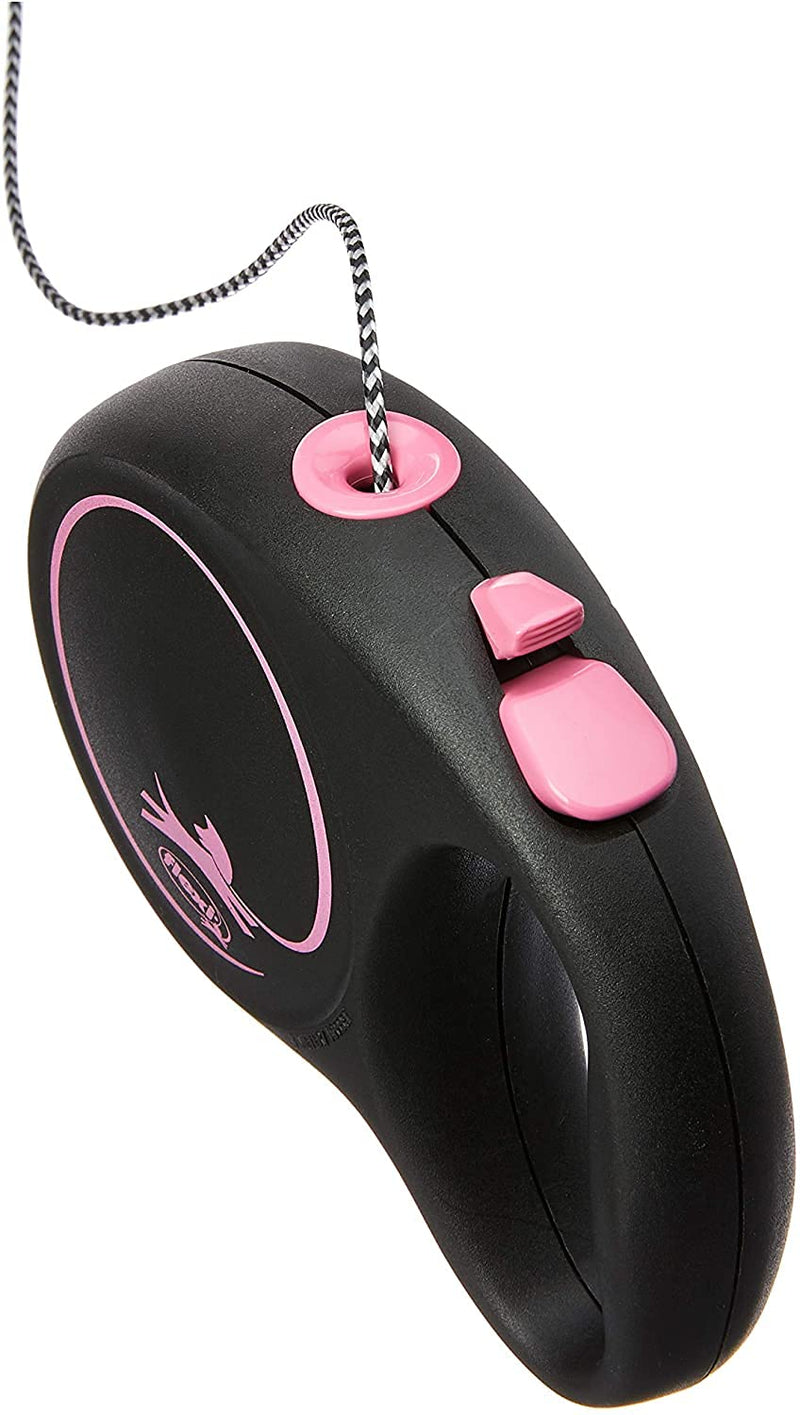 Flexi Black Design Cord Pink Extra Small 3m Retractable Dog Leash/Lead for Dogs up to 8kgs/18lbs - PawsPlanet Australia