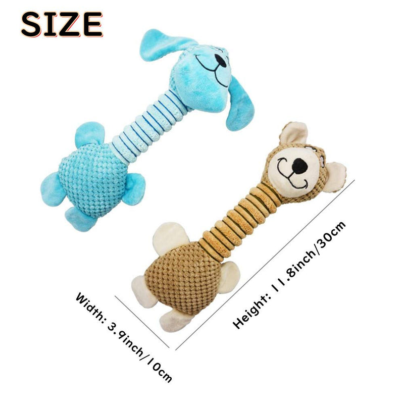Dog Plush Toys with Long Neck, Interactive Stuffed Dog Squeaky Toys, Long Animal Chew Toys for Small Medium Large Dogs Teeth Clean and Entertainment(Blue Dog, Brown Bear) - PawsPlanet Australia