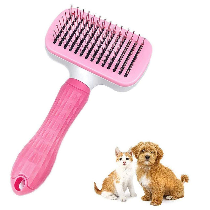 YYCFB Self Cleaning Slicker Brush for Dogs and Cats,Pet Grooming Tool with Medium Long Hair (Pink) - PawsPlanet Australia