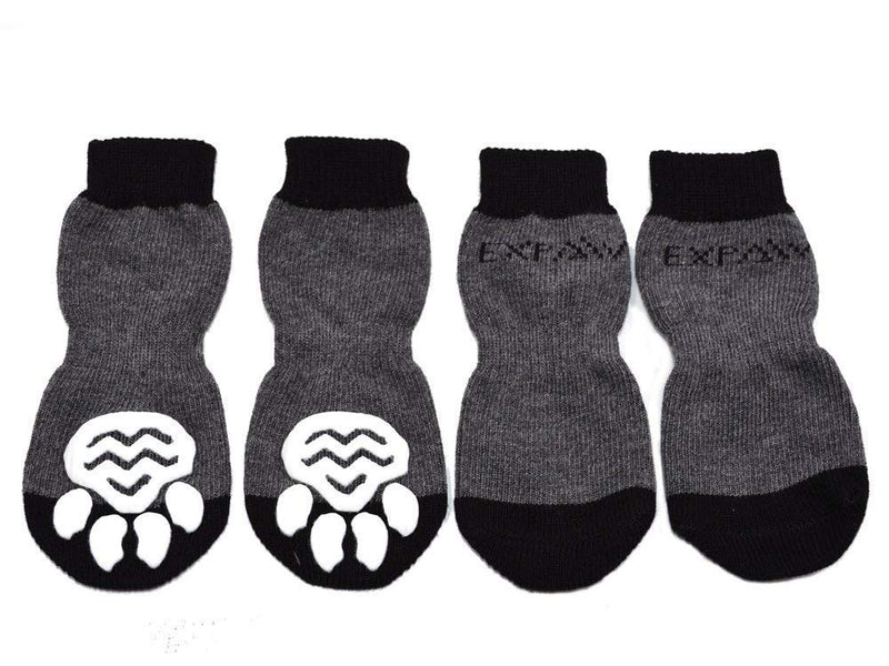 EXPAWLORER Anti-Slip Dog Socks for Indoor Wear, Paw Protection XS Black - PawsPlanet Australia