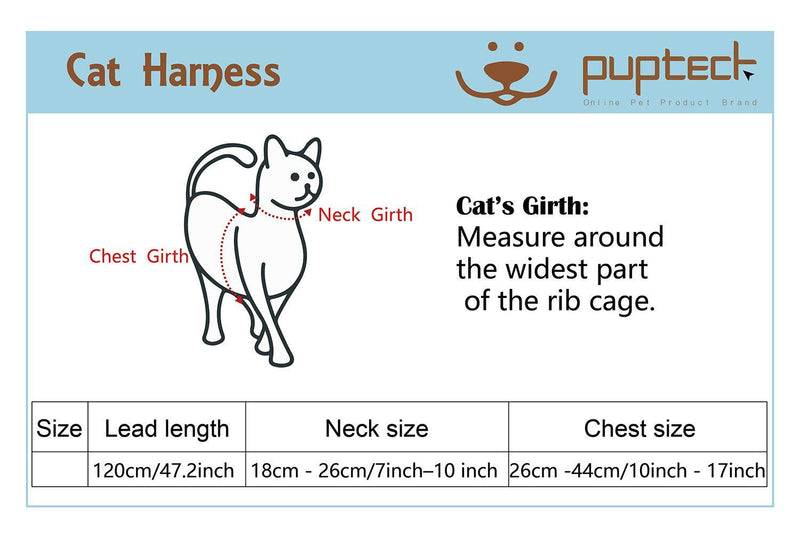 PUPTECK Adjustable Cat Harness Nylon Strap Collar with Leash Black - PawsPlanet Australia