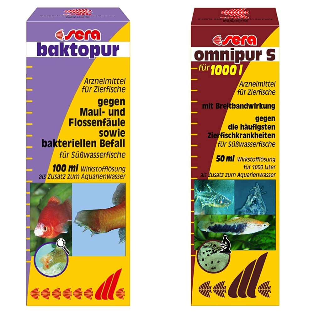 sera baktopur 100 ml - medicine for fish against bacterial infections & omnipur S 50 ml - medicine for fish against the most common ornamental fish diseases in freshwater - PawsPlanet Australia