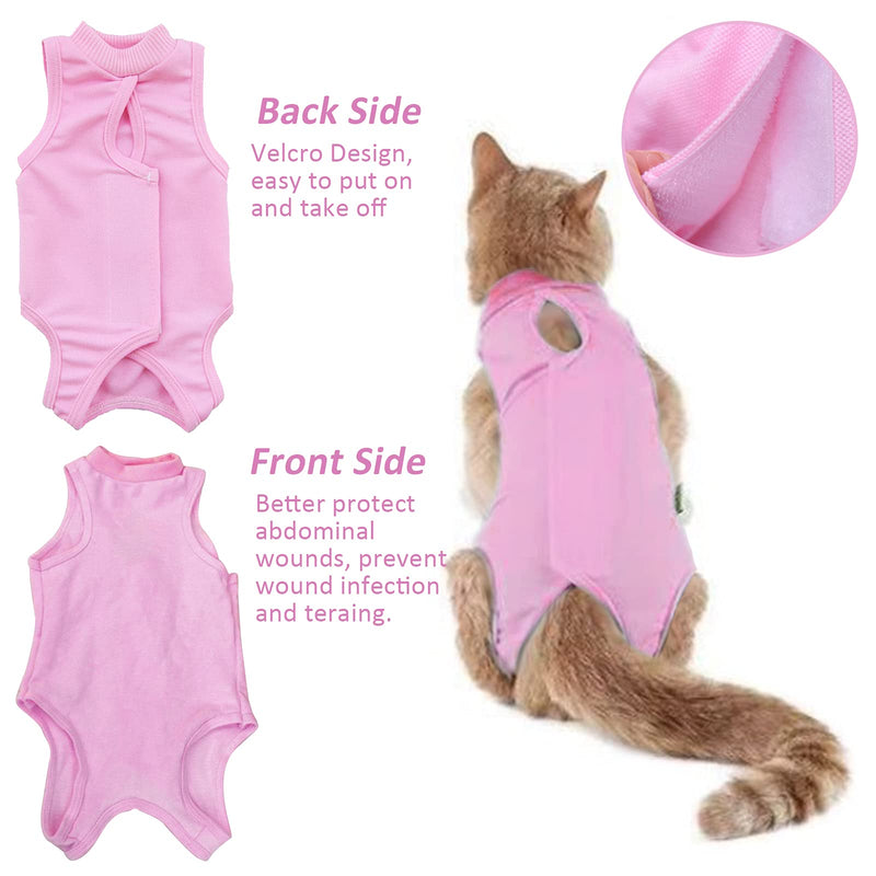 HACRAHO Cat Professional Recovery Suit, 1 Pack Pink E-Collar Cat Wound Surgery Recovery Suit Soft Breathable Cat Recovery Clothes After Surgery Wear for Cats Kitten, M - PawsPlanet Australia