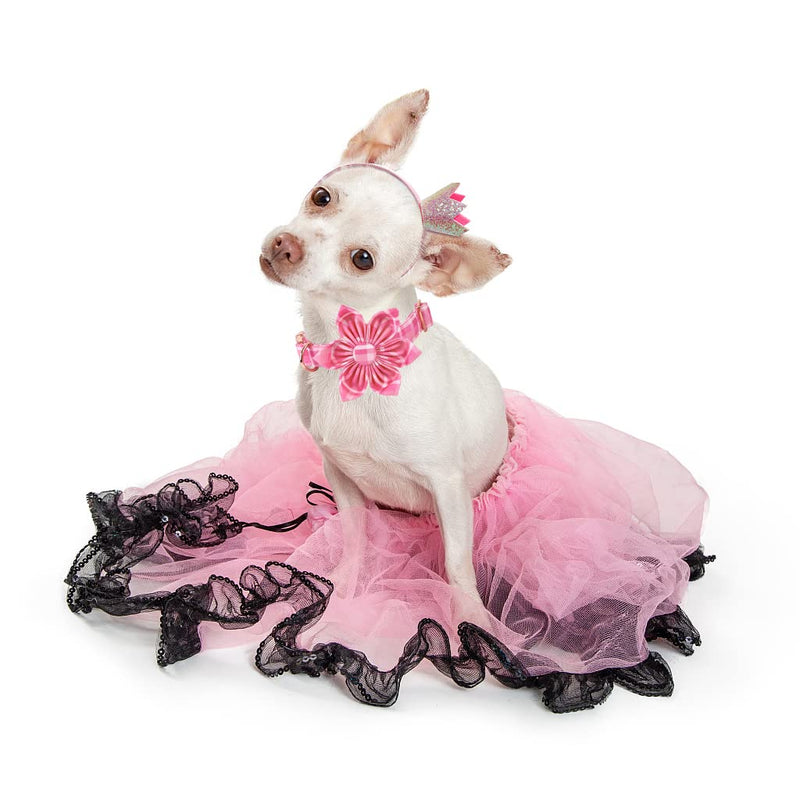 Lionheart Glory Dog Collar, Dog Collar with Flower, Cute Floral Pattern Pet Collar Adjustable Dog Collar for Small Medium Large Dogs X-Small (Pack of 1) 1Pink Love - PawsPlanet Australia