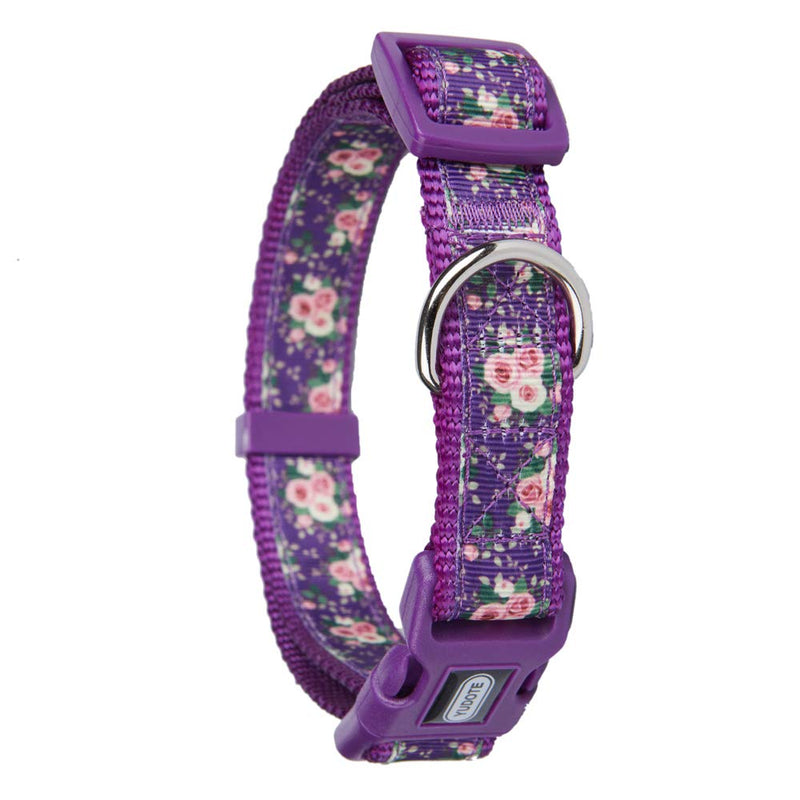 YUDOTE Spring Theme Dog Collar Small with Printed Floral Pattern for Steady Girl Dogs Neck 25-38cm,Purple S:25-38cm Neck,1.5cm Width Floral Purple - PawsPlanet Australia