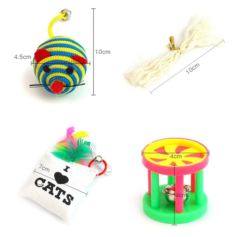 [Australia] - yuman 14 Pcs Pet Cat Toy Set Cat Toy Mouse Bell Ball Set Creative Pet Supplies Suit Tease Stick Mouse Ball Talk Cat Toy 