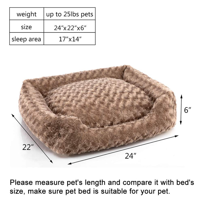 [Australia] - Hollypet Pet Bed, Self-Warming Sofa Bed for Cat and Small Medium-Sized Dog Puppy Rectangle Plush Mat Cushion Brown 