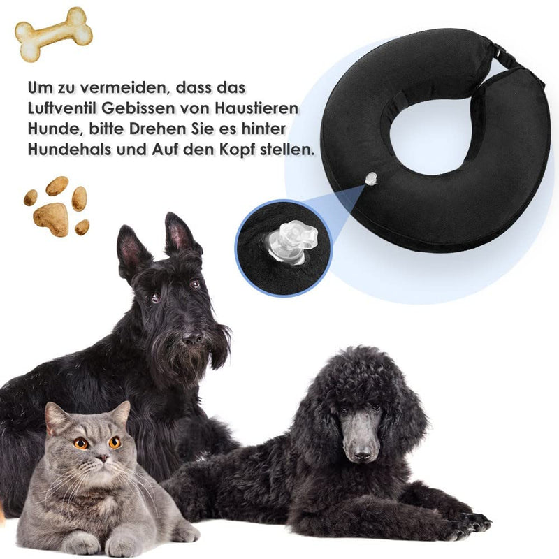 Nasjac Inflatable Neck Brace Dog & Cat, Adjustable Soft and Comfortable Dog Collar Leak Protection with Quick Release, Prevent Pets from Touching and Licking Wounds After Surgery M+ Black - PawsPlanet Australia