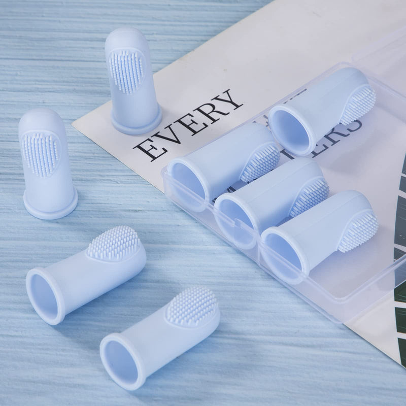 Dog Toothbrush Finger Toothbrush Silicone Pet Teeth Cleaning Toothbrush for Dogs Cat Dental Care Blue Pack of 8 - PawsPlanet Australia