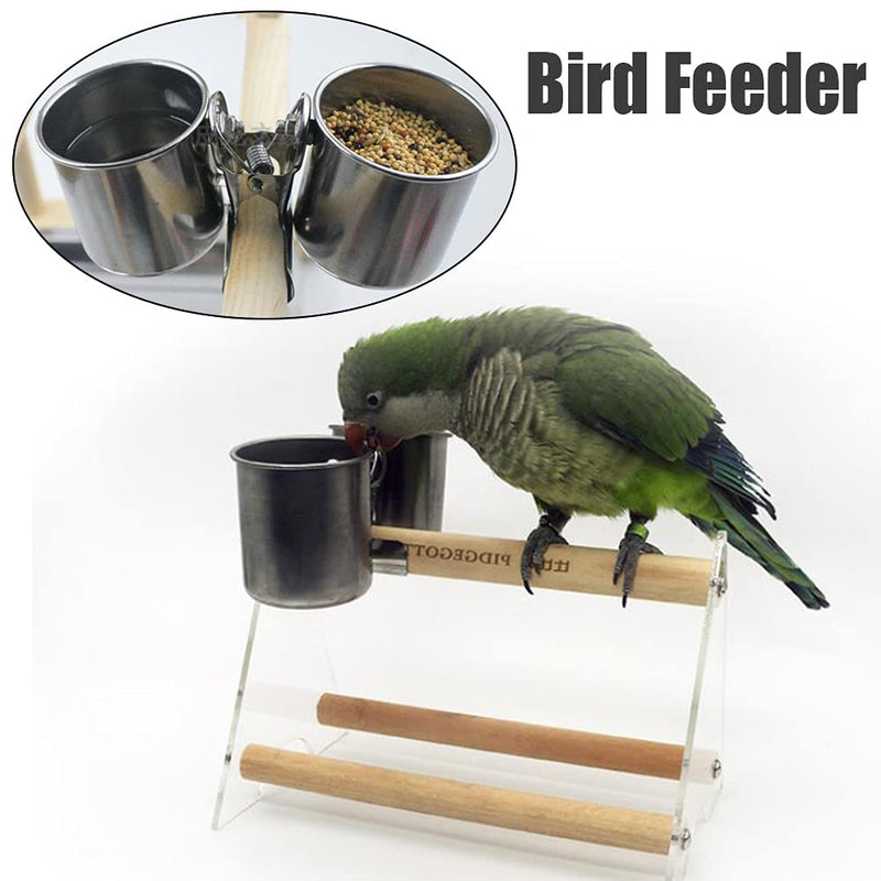 Bird Cage Feeder 2 Clip on Bird Feeders Animal Food Water Cup Stainless Steel Bird Food Water Bowl with Clip Holder - PawsPlanet Australia