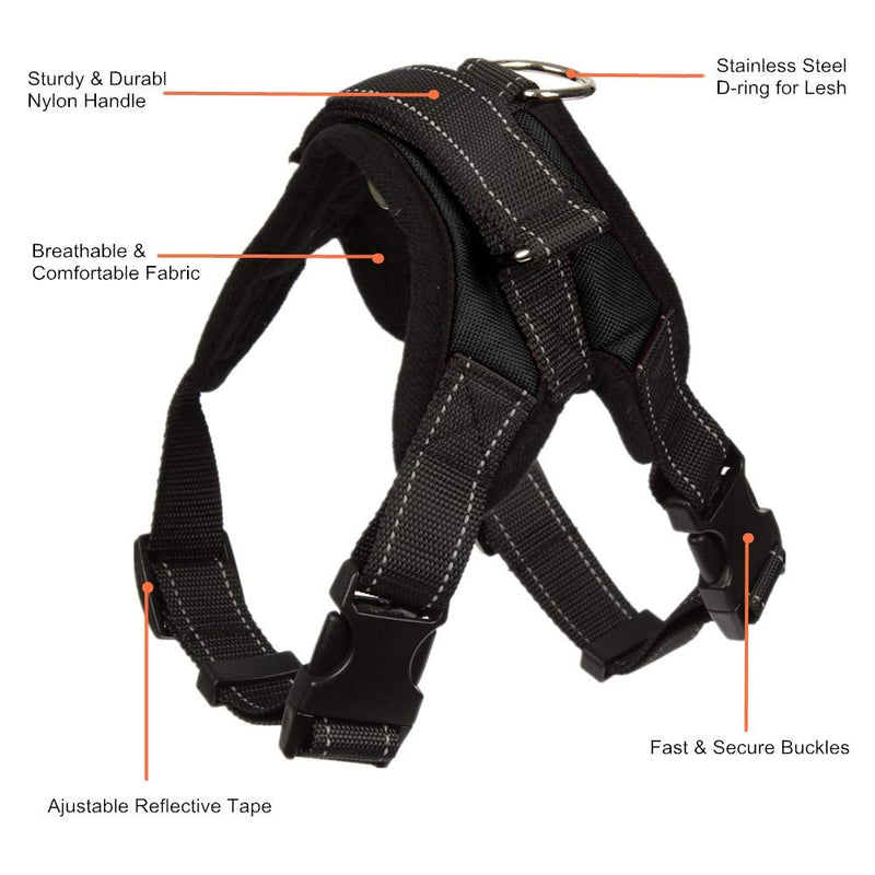 FUNKEEN PET HOUSE No Pull Dog Harness Adjustable Soft Padded Dog Vest Harnesses Chest Strap for Outdoor Walking Training Assistance (S, Black) S - PawsPlanet Australia