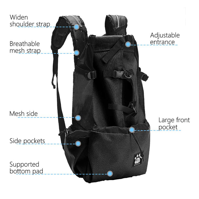 Woolala Light Weight Pet Carrier Backpack for Small and Medium Dogs, Veterinarian Approved Safe Bag for Travel - Easy Take Space Saving (XL, Upgraded- Black) XL - PawsPlanet Australia