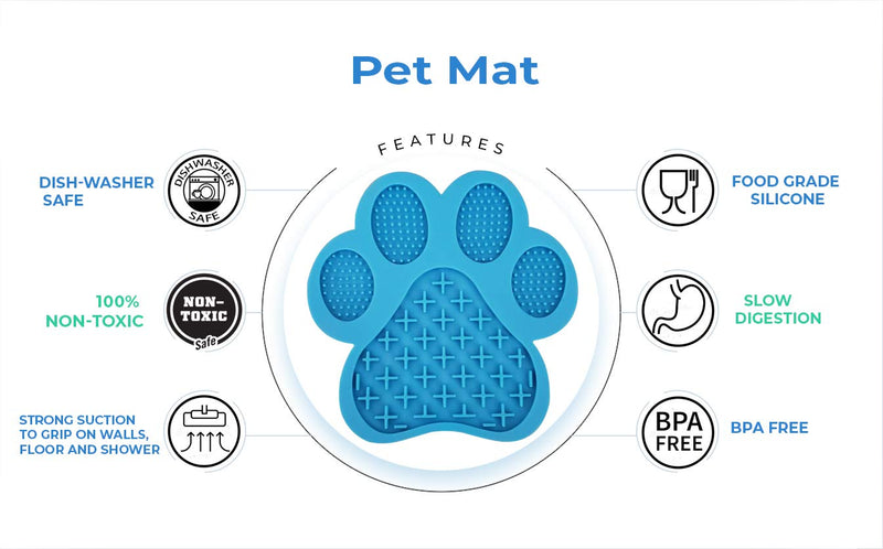 [Australia] - Lick Mat for Dogs | Slow Feeder | Dog Lick Mat for Anxiety | Dog Lick Pad for Treats & Grooming | Use in Shower and Bath With Super Suction Cup Holds on Wall and Floor | Great for Pet Training 