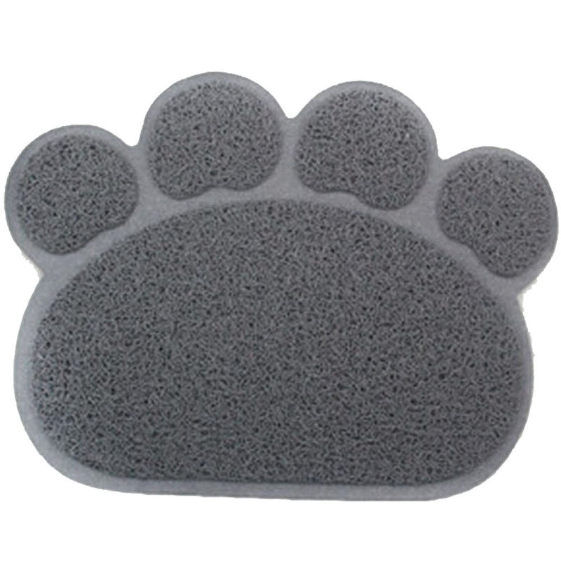 [Australia] - JOYJULY PVC Pet Dog Cat Puppy Kitten Dish Bowl Food Water Placemat Mat Paw Shape 11.8"*15.7"(30*40cm) Grey 