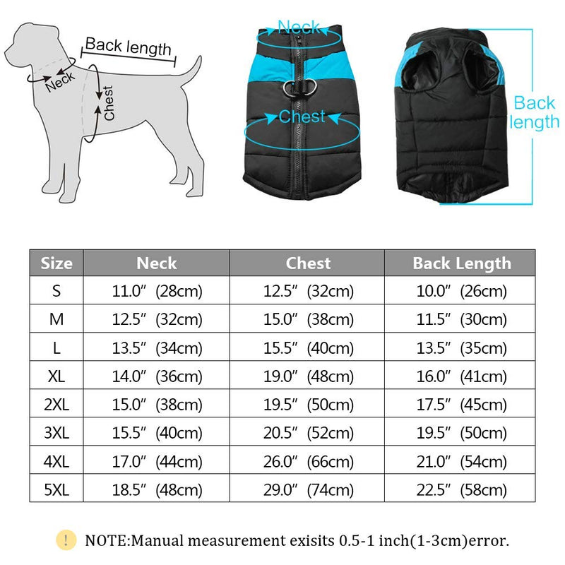 [Australia] - Didog Cold Weather Dog Warm Vest Jacket Coats,Pet Winter Clothes for Small Medium Large Dogs,8, Blue,S Size Chest 12.5";Back length 10" 