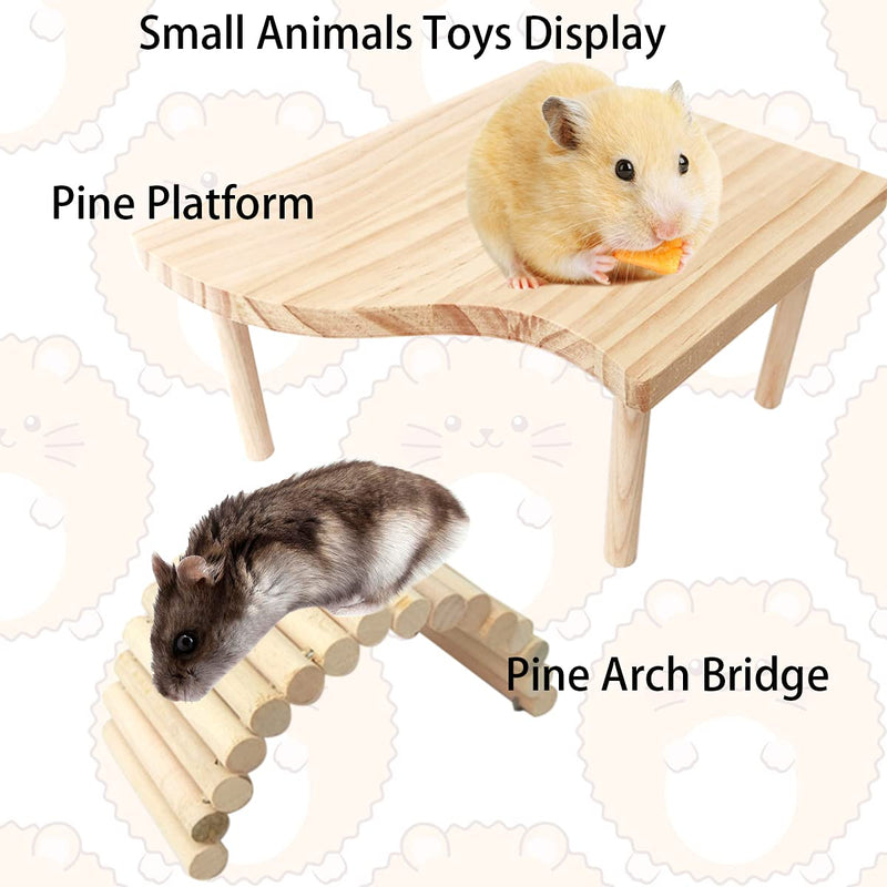 Vehomy 2PCS Hamster Stand Platform Toys Small Pet Wooden Platform with Pillars Rodent Ladder Bridge Rat Climbing Chew Toy Cage Accessories for Hamster Squirrel Gerbil Chinchilla Parrot and Bird - PawsPlanet Australia