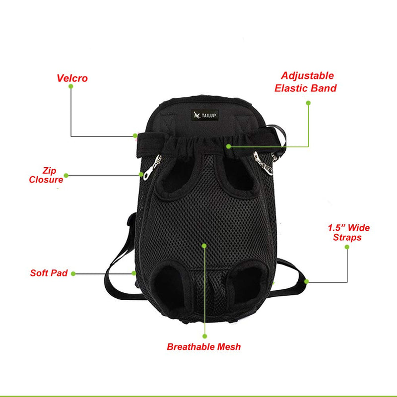 [Australia] - Petsidea Legs Out Dog Front Carrier Breathable Dog Chest Carrier Hands-Free Pet Holder with Wide Adjustable Shoulder Straps Bonus Dog Poop Bag Dispenser Medium Black 