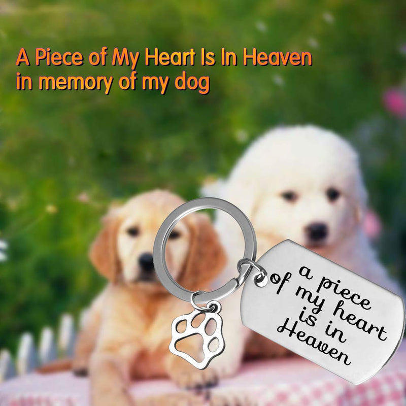 [Australia] - Loss of Pet Keychain- A Piece of My Heart is in Heaven in Memory of My Dog Paw Keychain Key Ring Pet Sympathy Pet Loss Gift Family Dog Family pet Keychain for Pet, Dog Keychain 