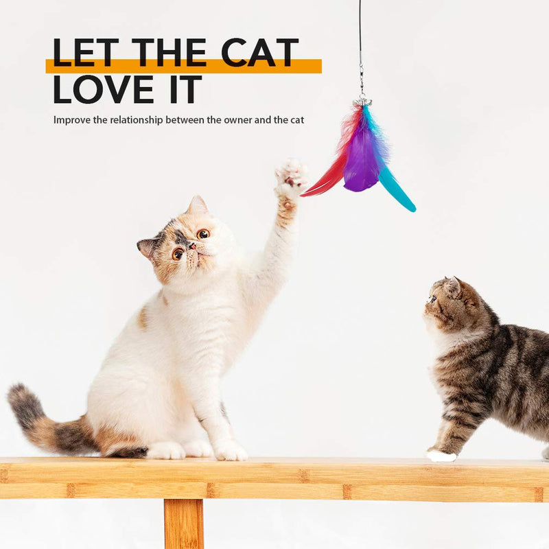 [Australia] - PAWCHIE Interactive Cat Feather Toys - Retractable Cat Teaser Wands - 5 Pcs Feather, 3 Pcs Exerciser Wands for Kittens 