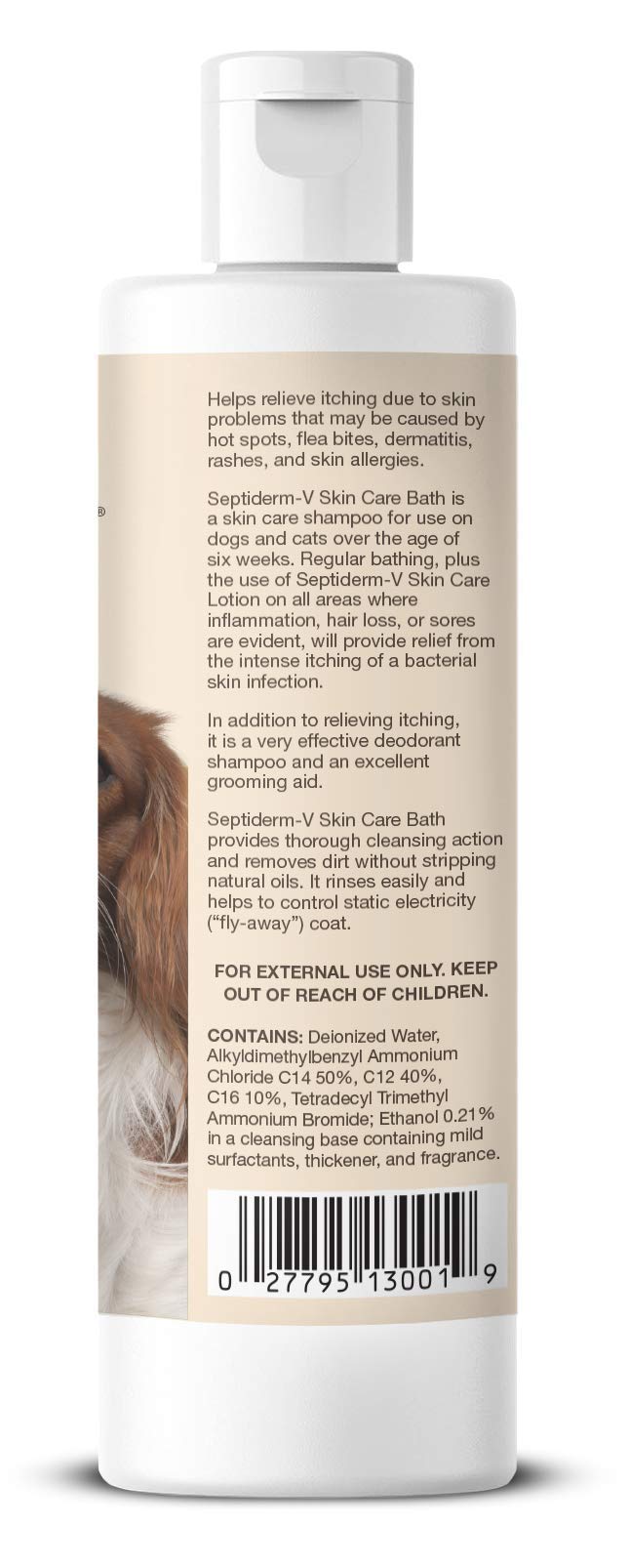 NaturVet Septiderm-V Skin Care Bath for Dogs and Cats, Liquid, Made in the USA 16 Ounce - PawsPlanet Australia